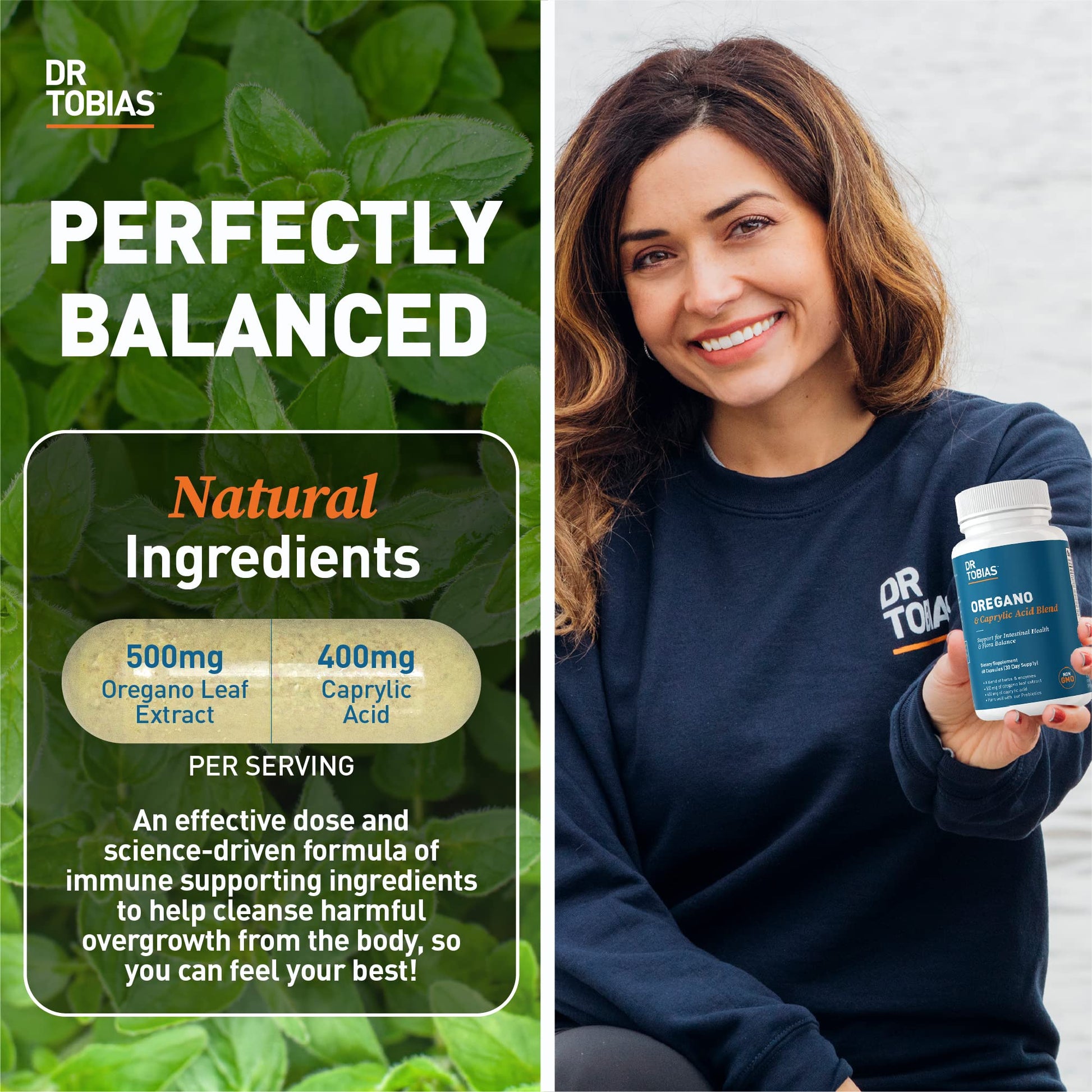 Dr. Tobias Lung Health and Oregano & Caprylic Acid Blend, Supports Lung Cleanse & Detox, Intestinal Health, Immune Support with Prebiotics & Herbs for Women & Men - Maple Wellness Supplements