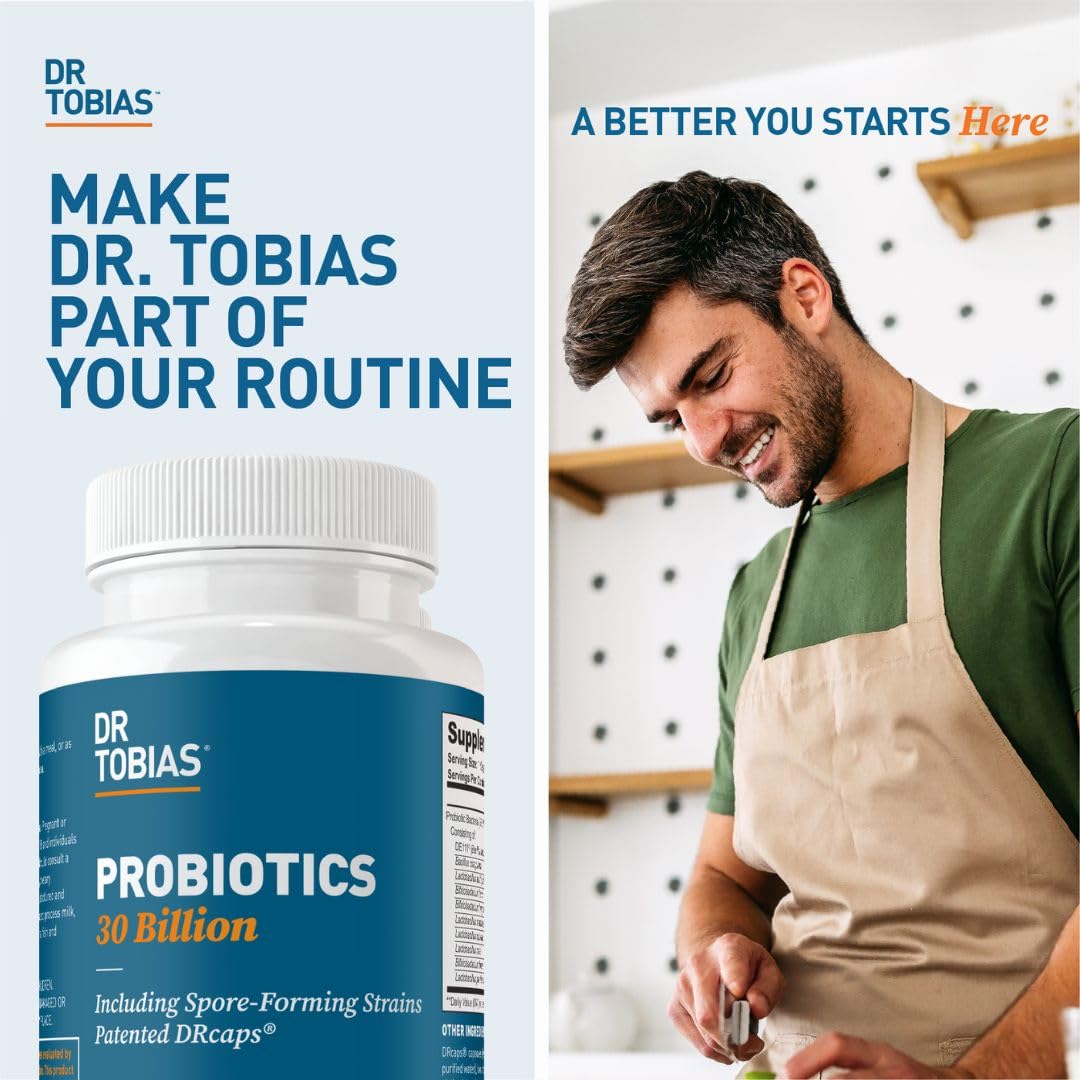 Dr. Tobias Probiotics 30 Billion, 10 Strains, 30 Billion CFU's, Targeted Release Probiotics for Women & Men, Supports Digestive Health, Shelf-Stable, - Maple Wellness Supplements