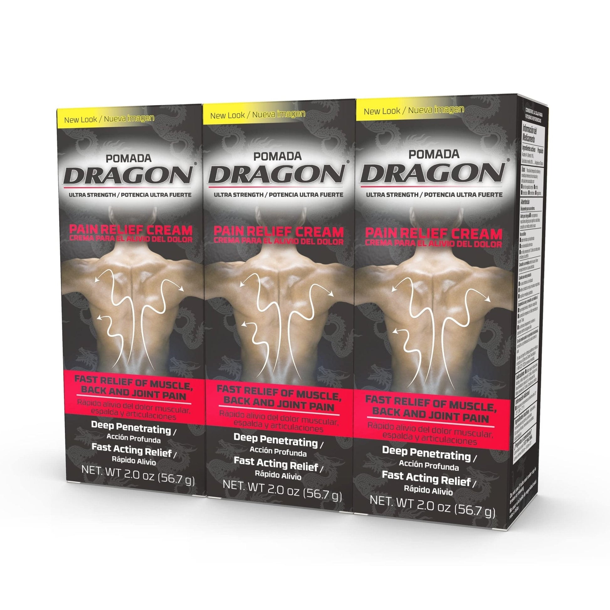 Dragon - Ultra Strength Pain Relief Cream for Muscle, Back and Joint Pain Cream, 2 Ounce (Pack of 3) - Maple Wellness Supplements