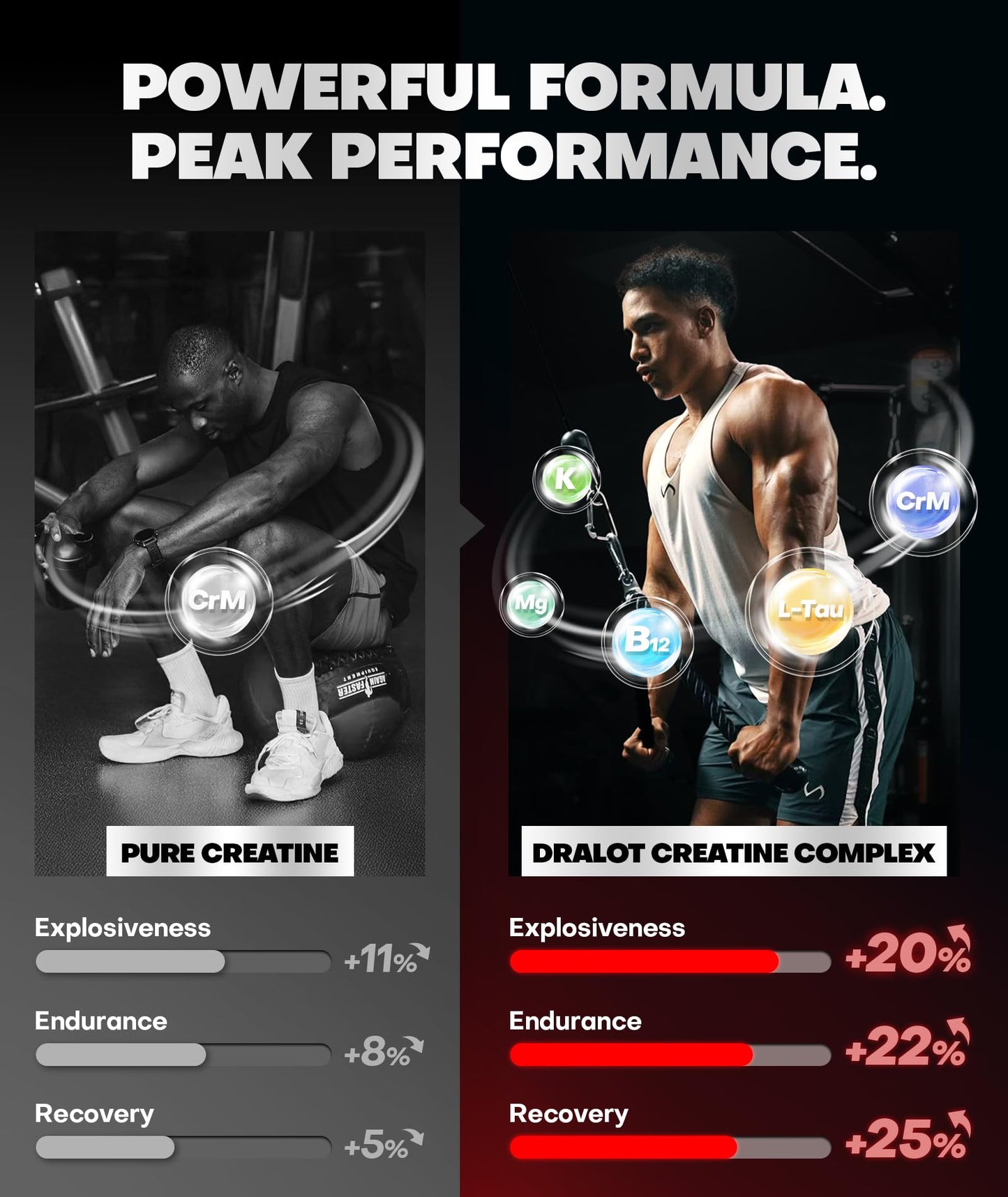 Dralot 99.99% Creatine Monohydrate Gummies More 15% Strength, 5X Energy & Muscle Support Pre-Workout Complex Creatine for Women & Men with 5000mg Creatine, L-Taurine, B12, Mg & K, 0 Sugar, Vegan - Maple Wellness Supplements