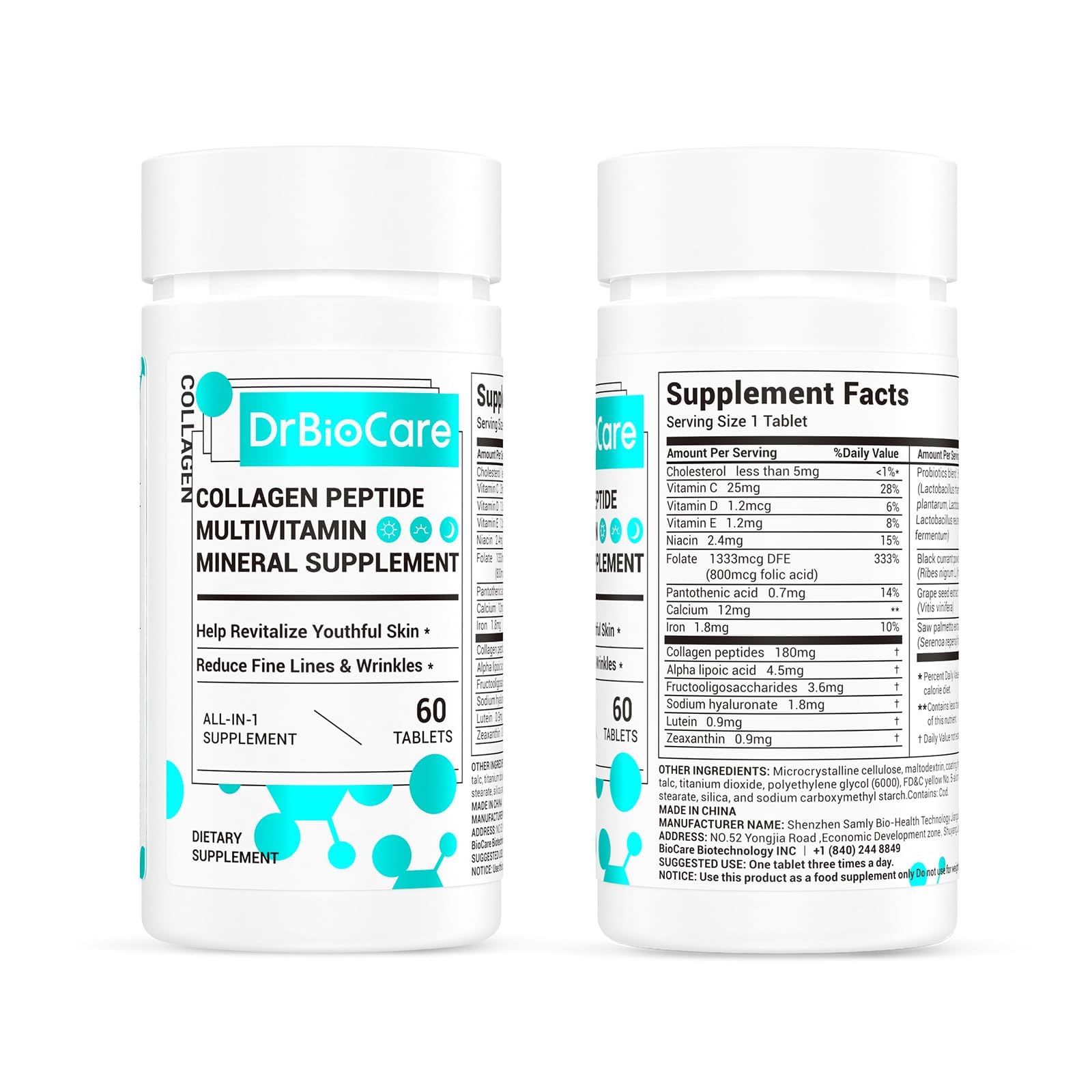 DrBioCare Collagen Peptides for Women, Beauty Vitamin & Mineral Supplement,Contains Vitamin D3, Probiotics for Women & Collagen Peptides,Vitamin B Complex,Vitamin E 180 Tablets - Maple Wellness Supplements