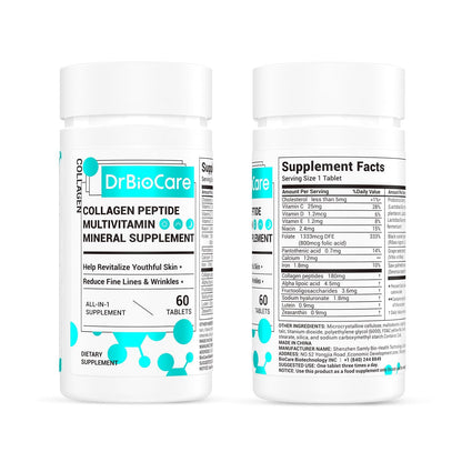 DrBioCare Collagen Peptides for Women, Beauty Vitamin & Mineral Supplement,Contains Vitamin D3, Probiotics for Women & Collagen Peptides,Vitamin B Complex,Vitamin E 180 Tablets - Maple Wellness Supplements