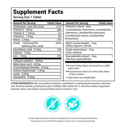DrBioCare Collagen Peptides for Women, Beauty Vitamin & Mineral Supplement,Contains Vitamin D3, Probiotics for Women & Collagen Peptides,Vitamin B Complex,Vitamin E 180 Tablets - Maple Wellness Supplements