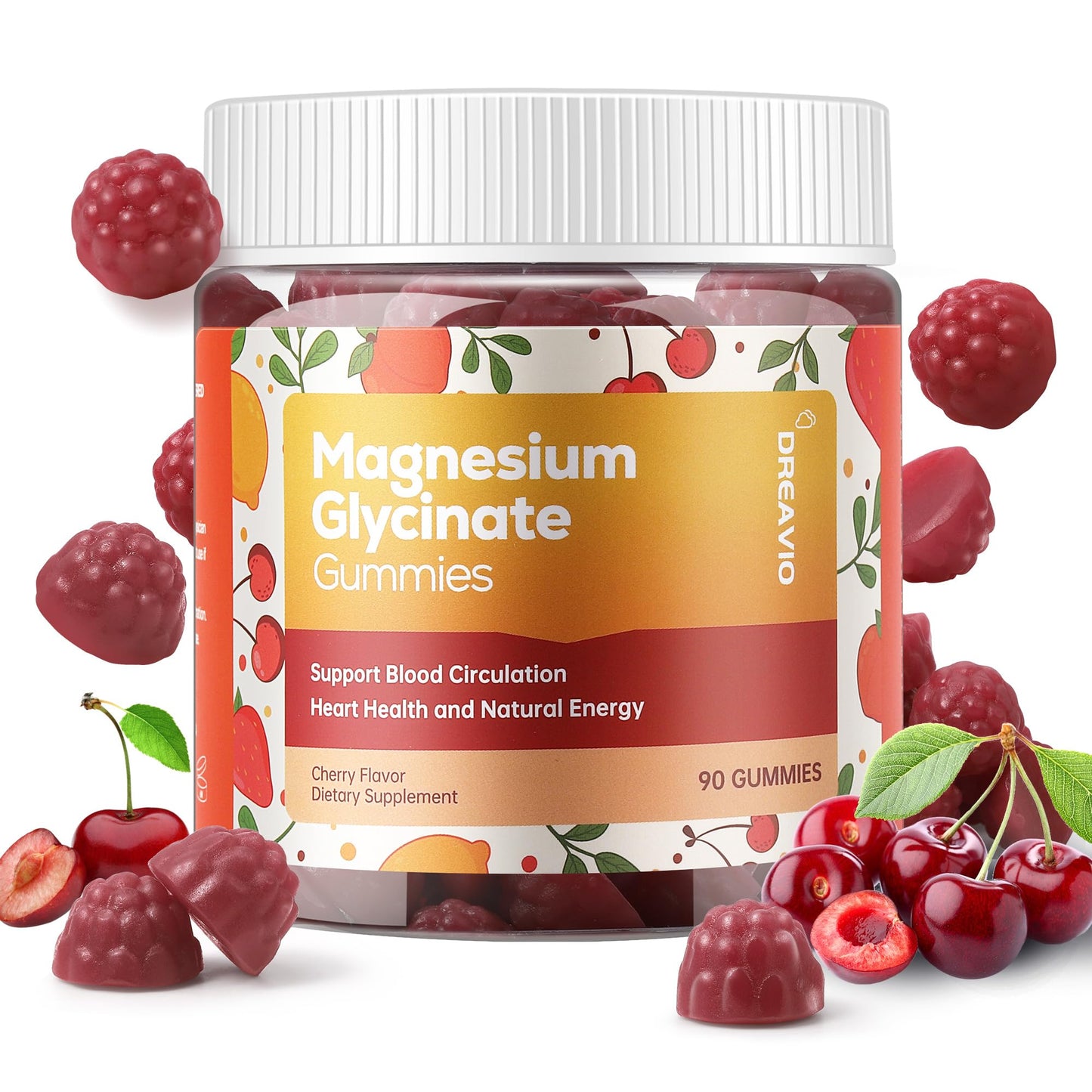 DREAVIO 90 Count Magnesium Glycinate Gummies 400mg w/Ashwagandha Supplement - Sugar Free Zinc Magnesium Glycinate Supplement Ashwagandha Gummies for Adults - Maple Wellness Supplements