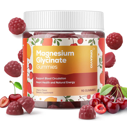 DREAVIO 90 Count Magnesium Glycinate Gummies 400mg w/Ashwagandha Supplement - Sugar Free Zinc Magnesium Glycinate Supplement Ashwagandha Gummies for Adults - Maple Wellness Supplements