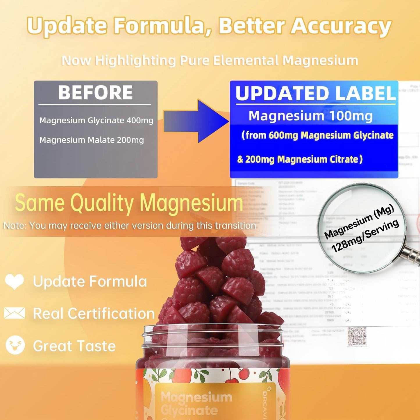 DREAVIO 90 Count Magnesium Glycinate Gummies w/Ashwagandha Supplement - Sugar Free Zinc Magnesium Glycinate - Maple Wellness Supplements