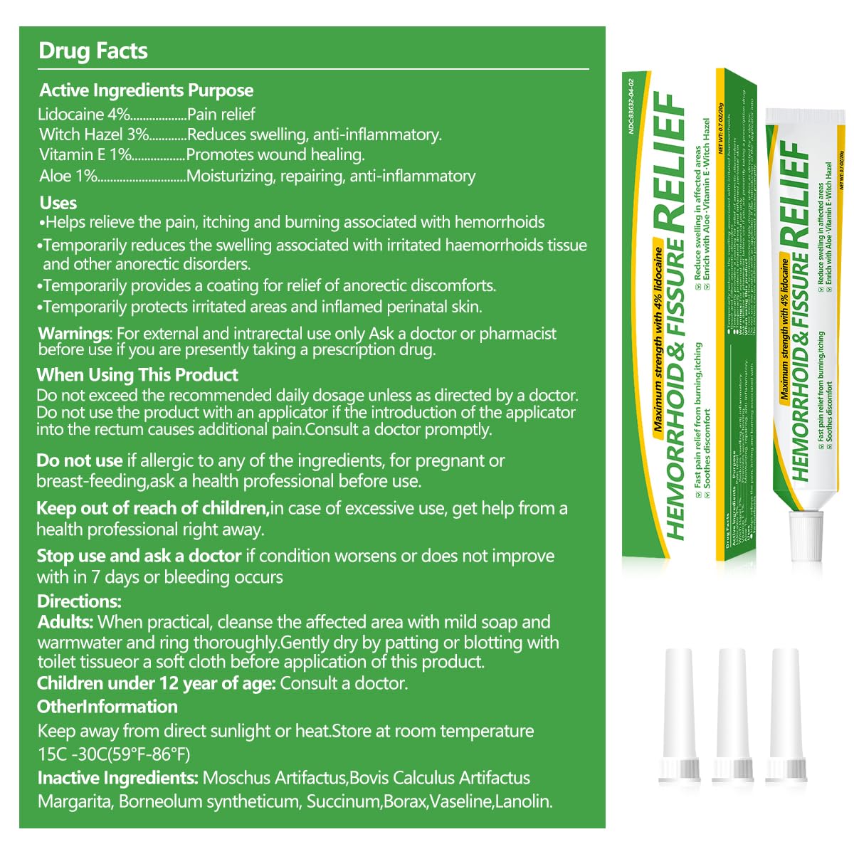 Dr.Goddyik Maximum Strength Hemorrhoid & Fissure Relief Cream Ointment with Aloe & Vitamin E - Fast Acting, Long Lasting Soothe for Itching, Burning & Fissures - Maple Wellness Supplements