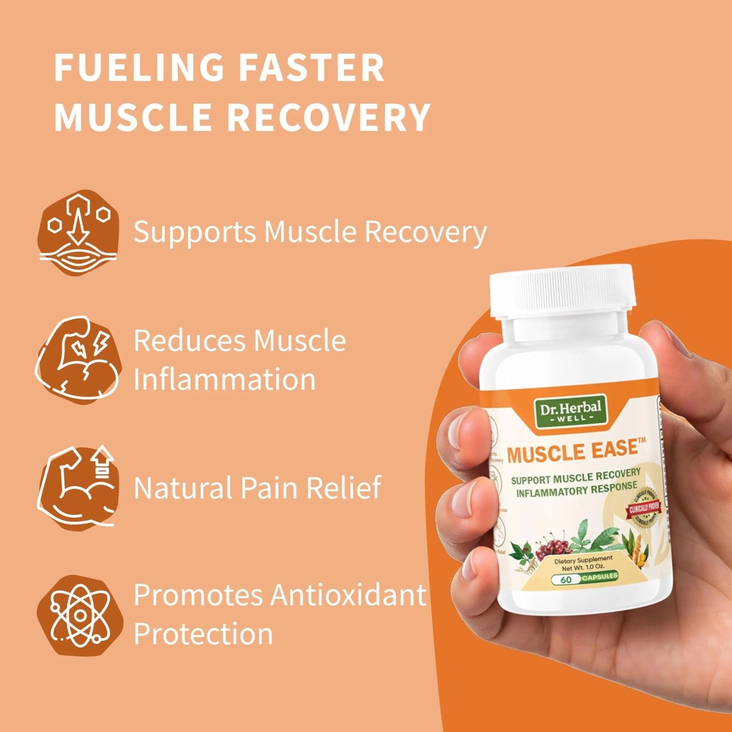 DR.HERBAL WELL Muscle Ease - Joint, Muscle & Nerve Support Fast Acting Relax Comfort Recovery Natural Herbal Supplement - (60 Capsules) MAX-Strength - Maple Wellness Supplements