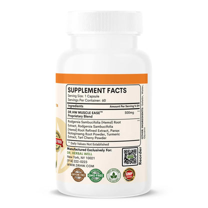 DR.HERBAL WELL Muscle Ease - Joint, Muscle & Nerve Support Fast Acting Relax Comfort Recovery Natural Herbal Supplement - (60 Capsules) MAX-Strength - Maple Wellness Supplements