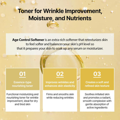 DR+LAB Age Control Softener 5.07 fl oz /150ml Moisturizing Wrinkle Care Nutrient Face Toner for Dry, Dull, Uneven Texture Skin Korean Skincare - Maple Wellness Supplements