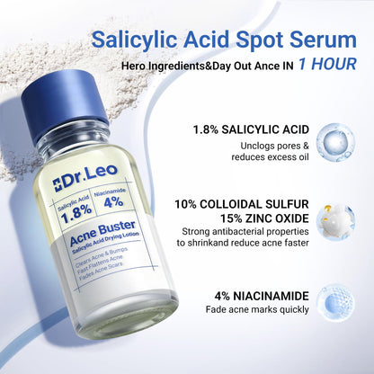 Dr.Leo 1.8% Salicylic Acid Spot Serum, Acne Treatment for Acne-Prone Sensitive Skin | Niacinamide, Fast Pimple Relief, Fades Acne Marks - Maple Wellness Supplements