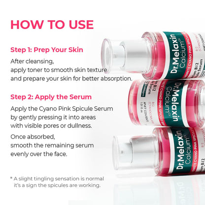 Dr.Melaxin Cyano Pink Spicule Niacinamide Serum – Vitamin B12 Pore Minimizer, Liquid Microneedle Facial Treatment - Maple Wellness Supplements
