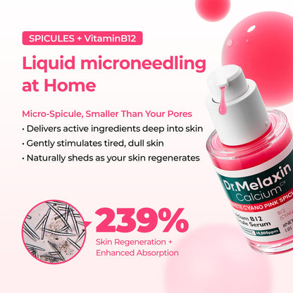 Dr.Melaxin Cyano Pink Spicule Niacinamide Serum – Vitamin B12 Pore Minimizer, Liquid Microneedle Facial Treatment - Maple Wellness Supplements