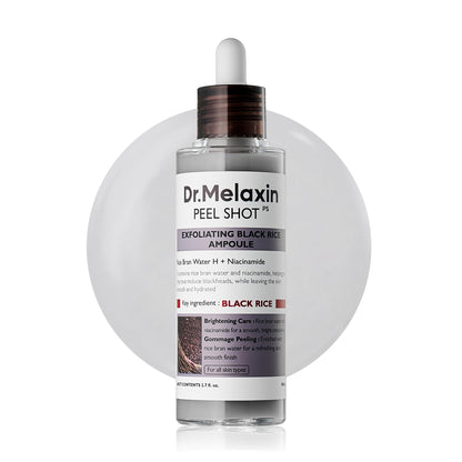 Dr.Melaxin Peel Shot Glow Black Rice Peeling Ampoule 80ml, Dead Skin Remover Gentle Exfoliating with Rice Water Extract - Maple Wellness Supplements