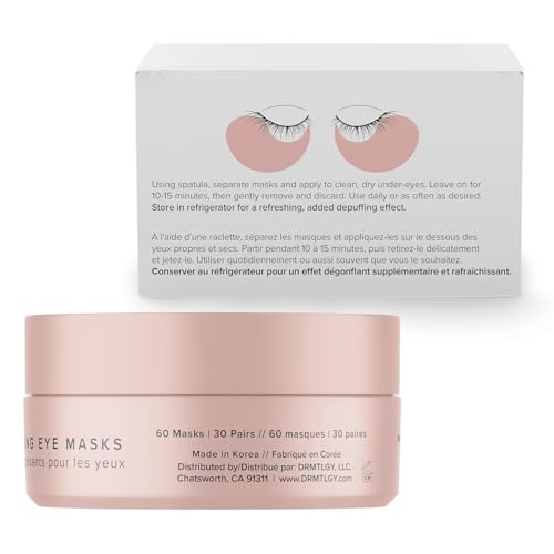 DRMTLGY Brightening Eye Masks – Biodegradable Hydrogel Under Eye Patches with Caffeine, Peptides, Hyaluronic Acid & Niacinamide - Maple Wellness Supplements