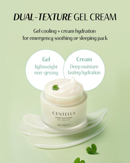 dr.pepti Centella Cooling Gel Cream – 77% Centella, 5-Type Hyaluronic Acid & Peptides – Water-Gel Moisturizer for Redness, Sensitive & Post-Retinol Skin – No Pilling, Sleeping Pack Use, 2.37 fl oz - Maple Wellness Supplements