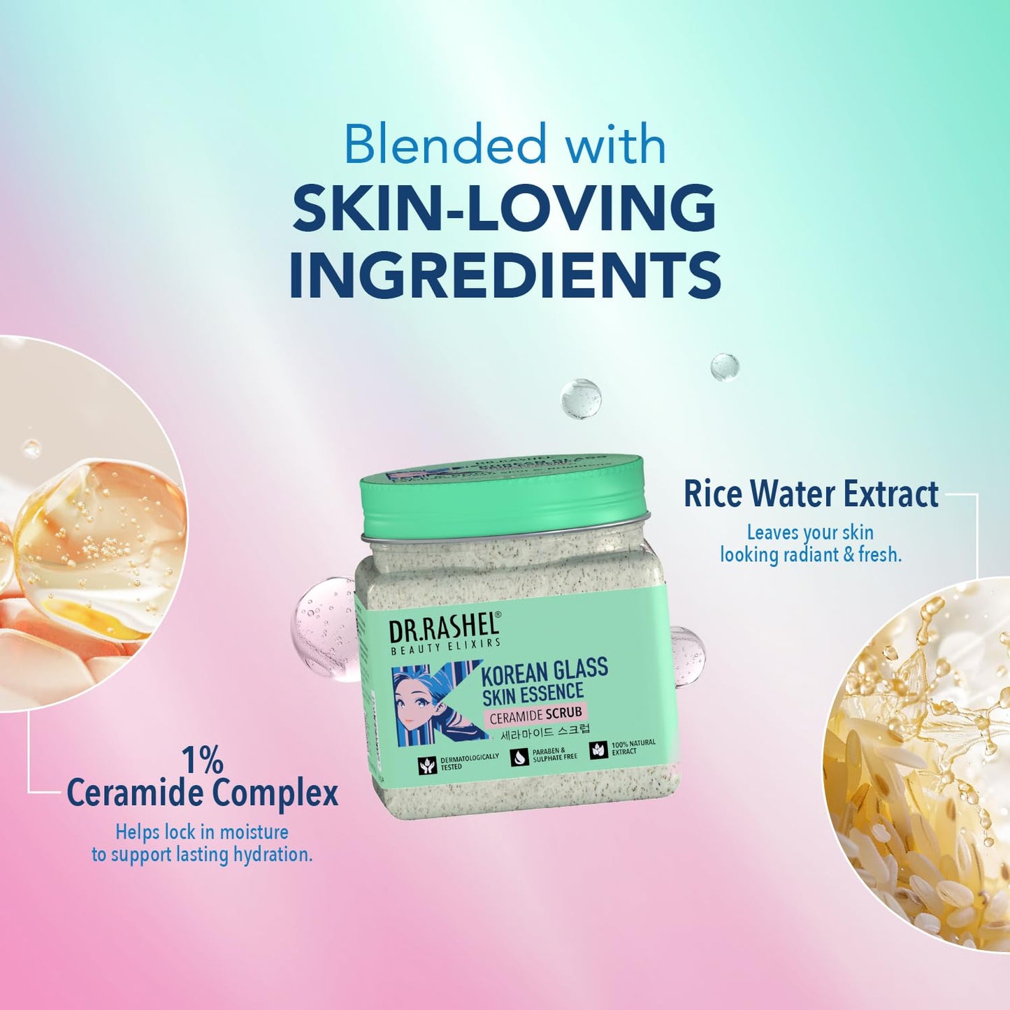 DR.RASHEL Korean Face & Body Scrub 12.84 Fl Oz With Rice Water & Ceramide For Glass skin Exfoliating Face Wash with Natural Extracts for Tan Removal, Blackhead Remover & Oil Control Cleanser - 380ml - Maple Wellness Supplements