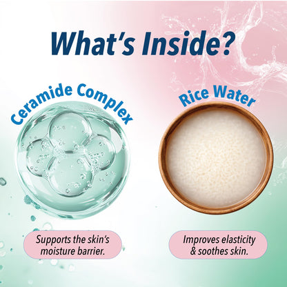 DR.RASHEL Korean Face Wash With Rice Water & 1% Ceramide Complex | Hydrating Gentle Cleanser for All Skin Types | 100 ml / 3.38 Fl Oz - Maple Wellness Supplements