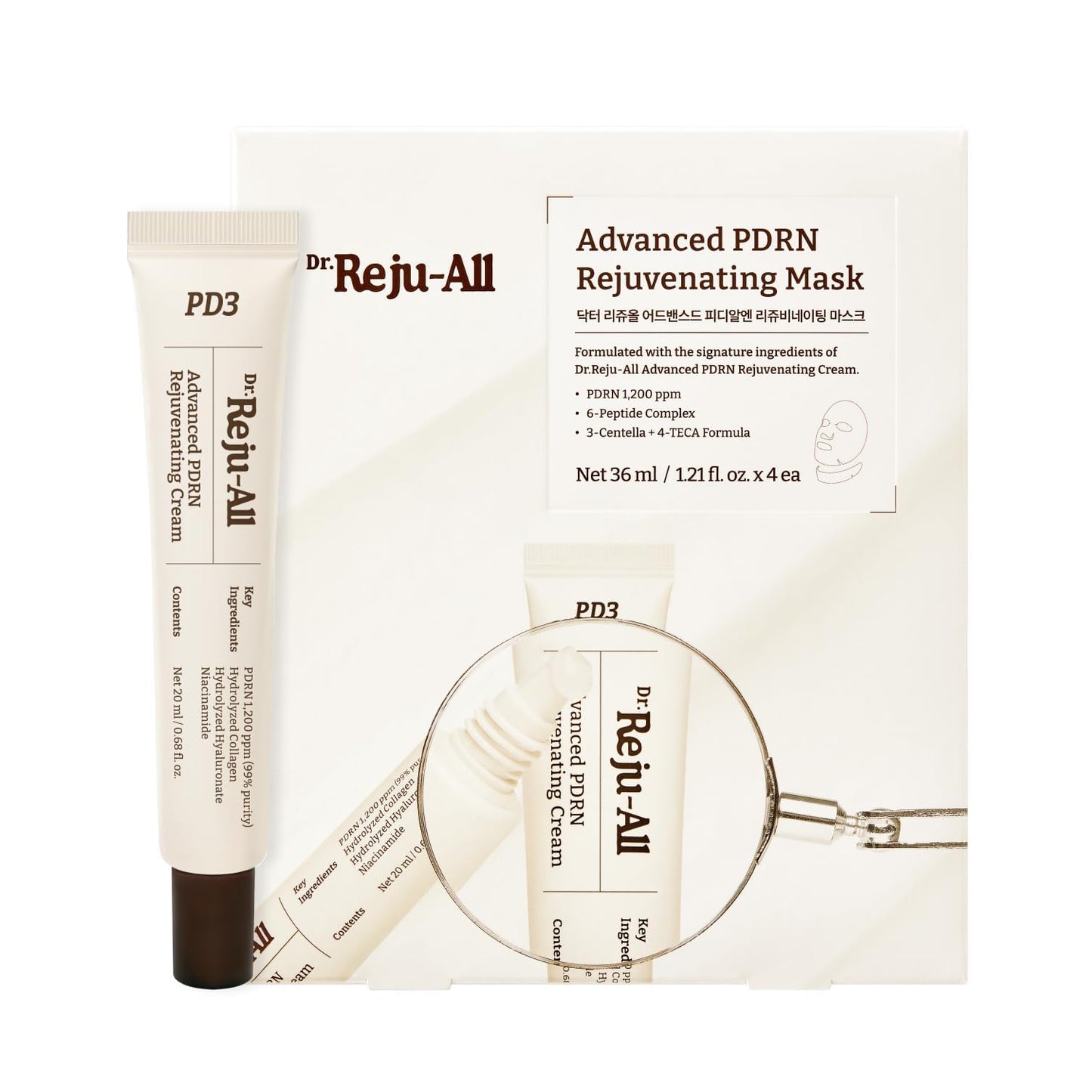 Dr.Reju-All PDRN All-Day Glow Duo: Advanced PDRN Rejuvenating Cream + Advanced PDRN Rejuvenating Mask - Face Moisturizer & Facial Mask for Hydration & Plumping - Korean Skin Care Daily Routine - Maple Wellness Supplements