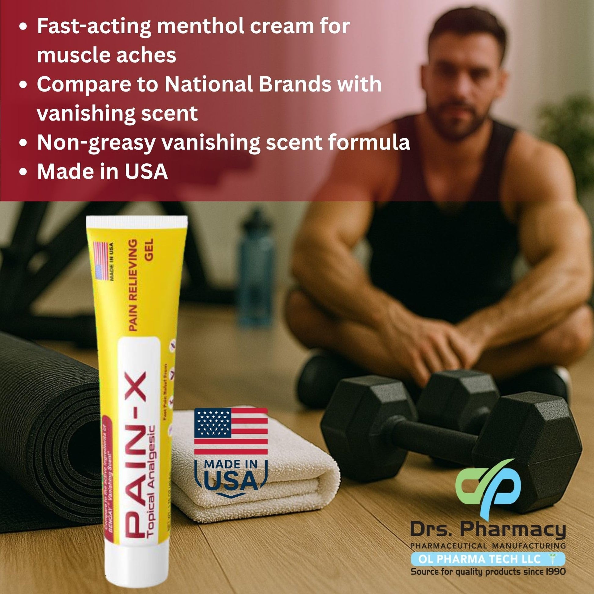Drs. Pharmacy Pain-X Menthol Cream – Targeted Muscle & Joint Relief – 1.75 oz, Made in USA - Maple Wellness Supplements