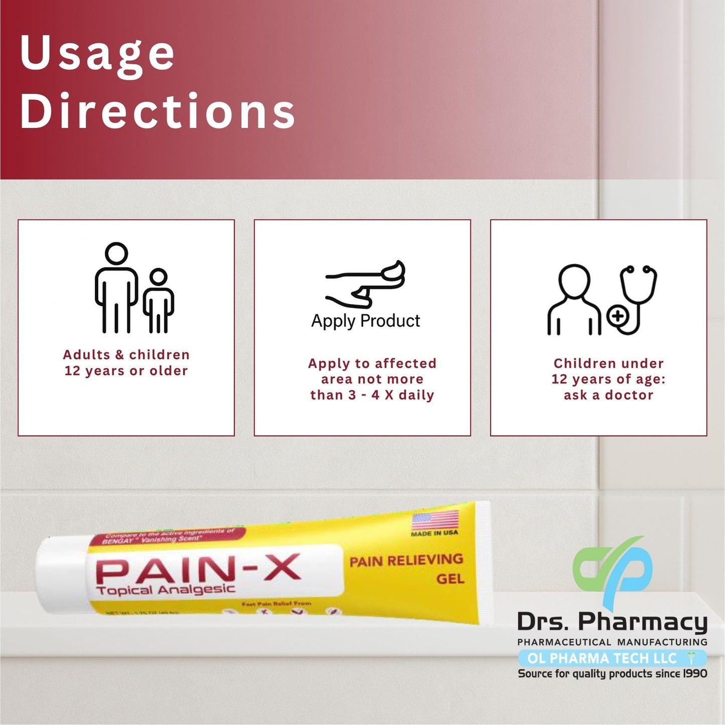 Drs. Pharmacy Pain-X Menthol Cream – Targeted Muscle & Joint Relief – 1.75 oz, Made in USA - Maple Wellness Supplements