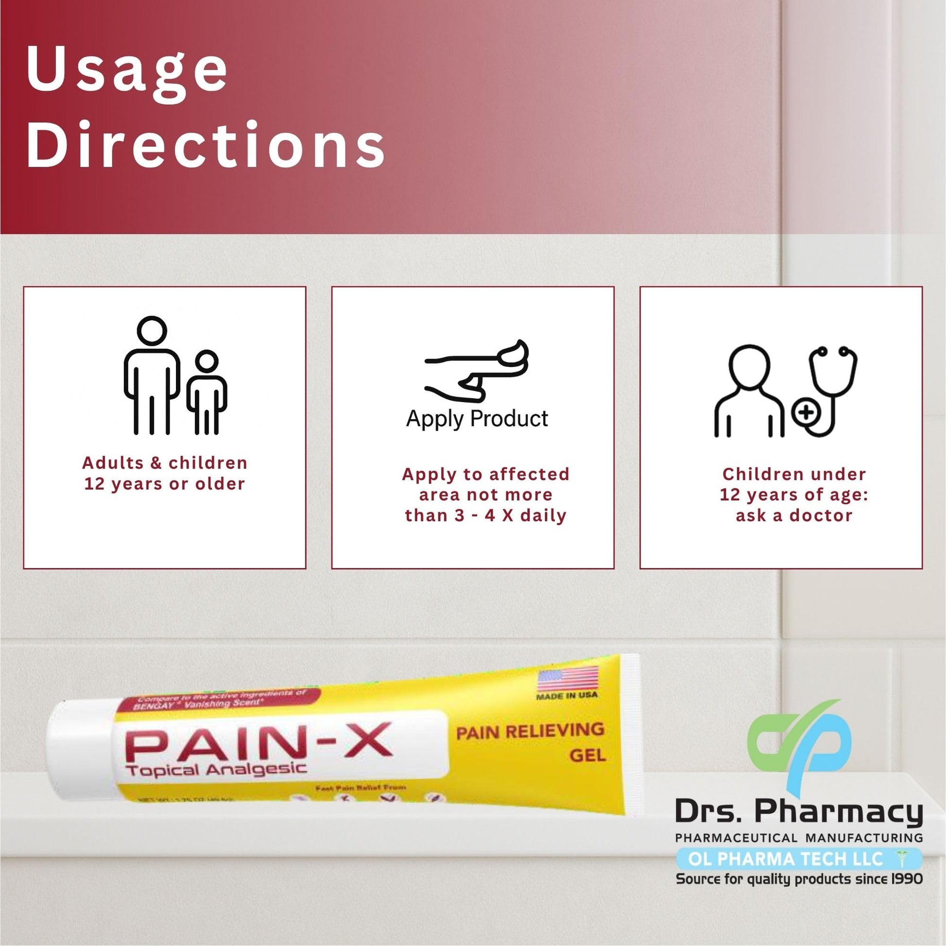 Drs. Pharmacy Pain-X Menthol Cream – Targeted Muscle & Joint Relief – 1.75 oz, Made in USA - Maple Wellness Supplements