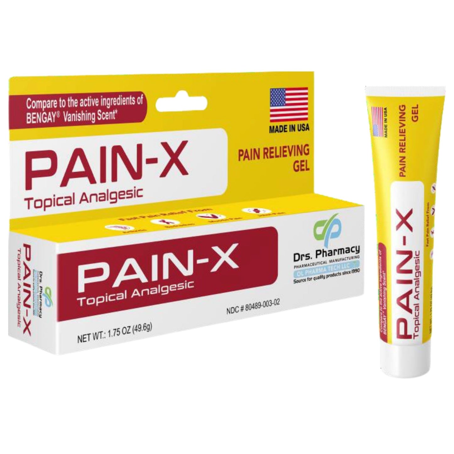 Drs. Pharmacy Pain-X Menthol Cream – Targeted Muscle & Joint Relief – 1.75 oz, Made in USA - Maple Wellness Supplements
