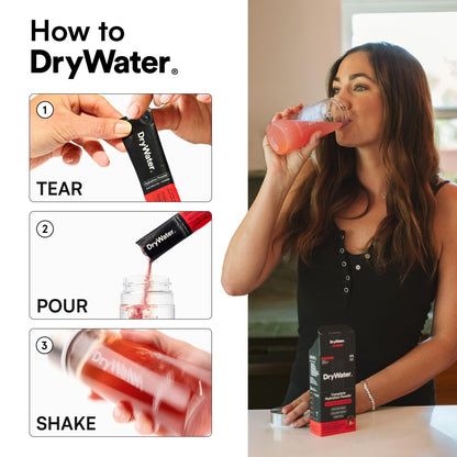 DryWater Electrolyte Powder Packets, Raspberry Lemon - Stevia-Free Hydration Packets Drink Mix with Zero Added Sugar for Rehydration & Energy - 6 Key Electrolytes - Maple Wellness Supplements