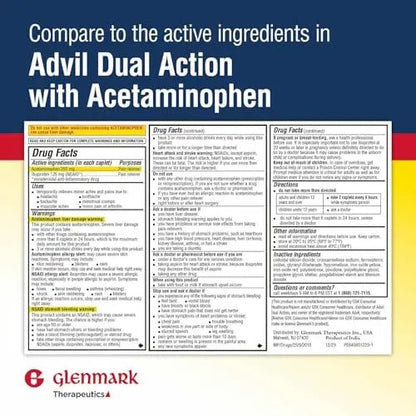 Dual Action Acetaminophen 250mg and Ibuprofen 125mg Caplets, Up to 8h of Pain Relief for Minor Aches and Pain, Headaches, Toothache, Backache, Menstrual Cramps, Minor Arthritis Pain, 216 Count - Maple Wellness Supplements