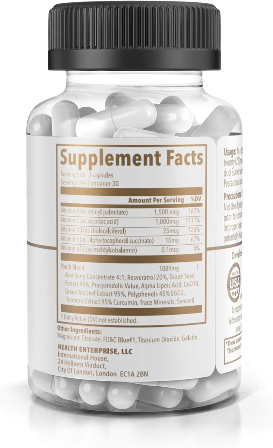 Dub Nutrition Youth - Formula with Acai, Resveratrol, Curcumin, Vitamins A, C, D, E, B12, and CoQ10 - Supports Immunity and Mobility - 90 Capsules - Maple Wellness Supplements