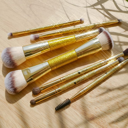 DUcare Dual End Foundation Contour Bronzer Brush, Gold Glitter Handle Double Ended Professional Face Makeup Tool for Liquid Cream Powder - Maple Wellness Supplements