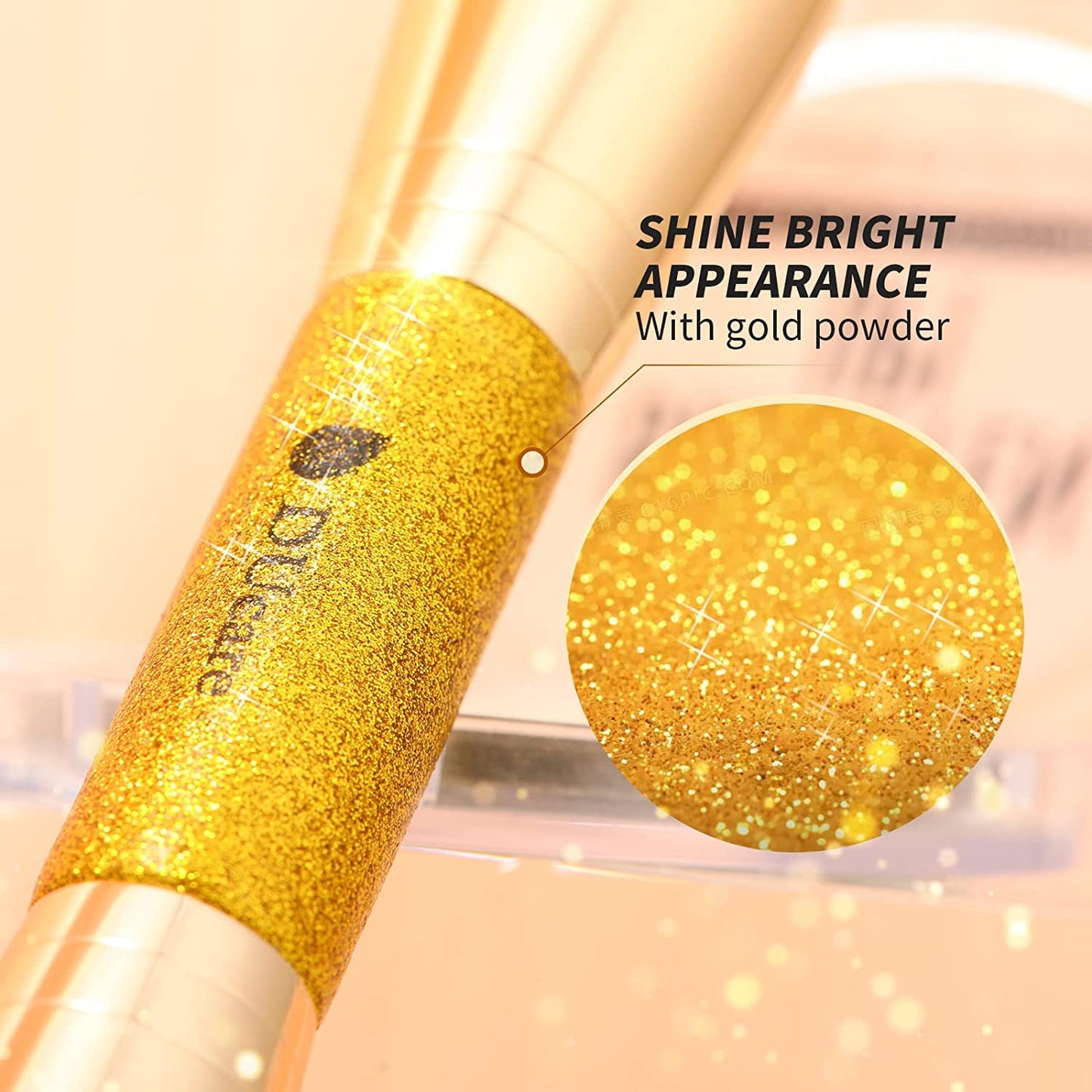 DUcare Dual End Foundation Contour Bronzer Brush, Gold Glitter Handle Double Ended Professional Face Makeup Tool for Liquid Cream Powder - Maple Wellness Supplements