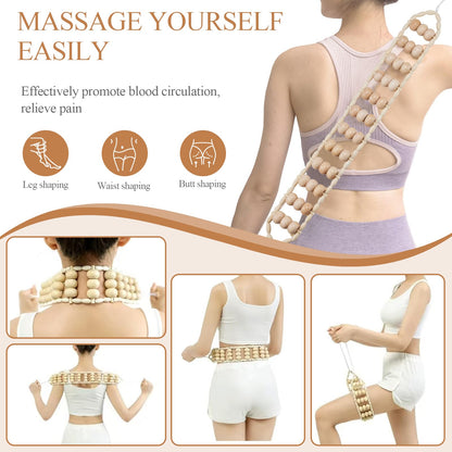 Dukucr 3Pcs Wood Therapy Massage Tools Lymphatic Drainage Massager Wooden Massager Body Sculpting Tools for Maderoterapia,Anti-Cellulite,Pain Relief(3-in-1 Massager) - Maple Wellness Supplements