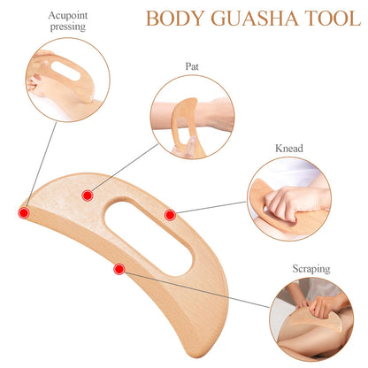 Dukucr 3Pcs Wood Therapy Massage Tools Lymphatic Drainage Massager Wooden Massager Body Sculpting Tools for Maderoterapia,Anti-Cellulite,Pain Relief(3-in-1 Massager) - Maple Wellness Supplements