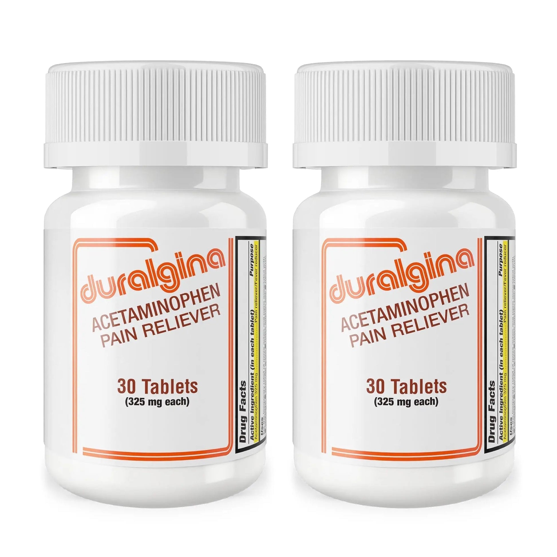 DURALGINA Acetaminophen Tablets | for Headache, Muscle Aches, Menstrual Cramps, Back Pain, Toothaches, Fever Reducer, Fast-Acting, Gentle on Stomach, Safe for Adults and Teens 12+, 30 Count, 2-Pack - Maple Wellness Supplements