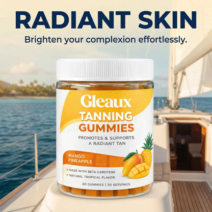 DXWXH Gleaux Tanning Gummies, Tanning Gummies for Women, Sunless Radiance Support with Beta Carotene, Astaxanthin & Lycopene, for Skin Health & Complexion Support, Mango Pineapple Flavor, 60 Gummies - Maple Wellness Supplements