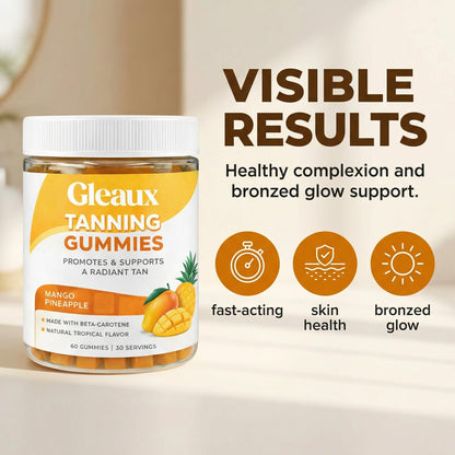 DXWXH Gleaux Tanning Gummies, Tanning Gummies for Women, Sunless Radiance Support with Beta Carotene, Astaxanthin & Lycopene, for Skin Health & Complexion Support, Mango Pineapple Flavor, 60 Gummies - Maple Wellness Supplements