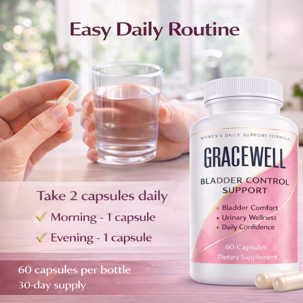 DXWXH Gracewell Bladder Wellness Supplement for Women & Men, Herbal Support with Asian Ginseng, Chinese Yam, Chinese Peony, Urinary Tract Health Formula, 60 Capsules (1) - Maple Wellness Supplements