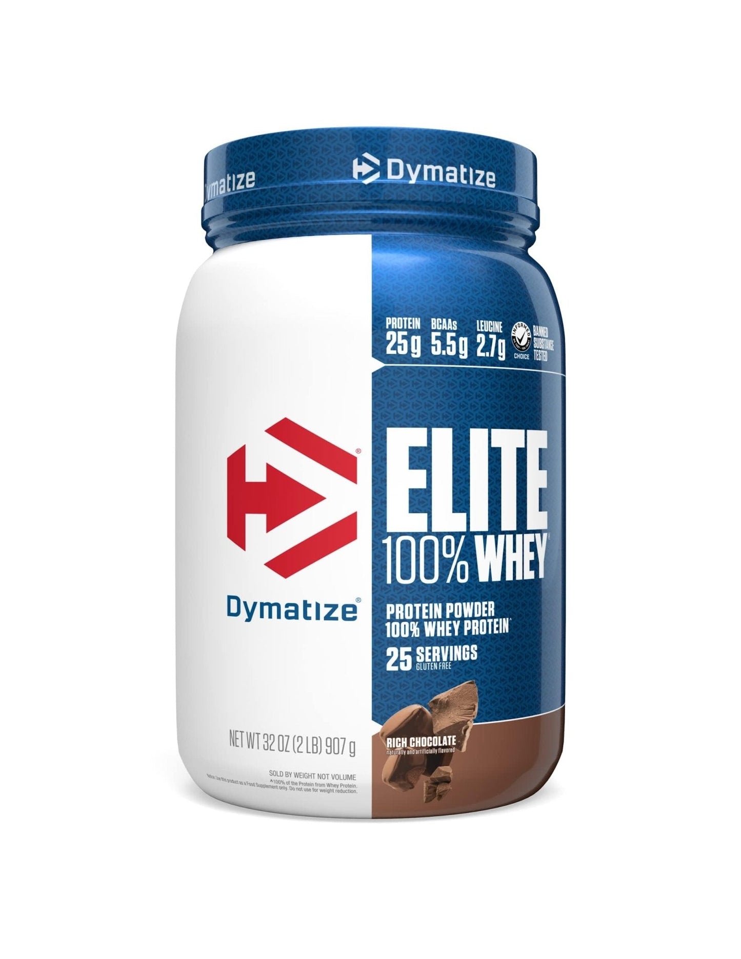Dymatize Elite 100% Whey Protein Powder, Chocolate, 25g of Protein, 5.5g BCAAs, Less Than 140 Cal., Gluten Free, 3g Carb, 2g Sugar, 3g Fat (25 Servings) - Maple Wellness Supplements