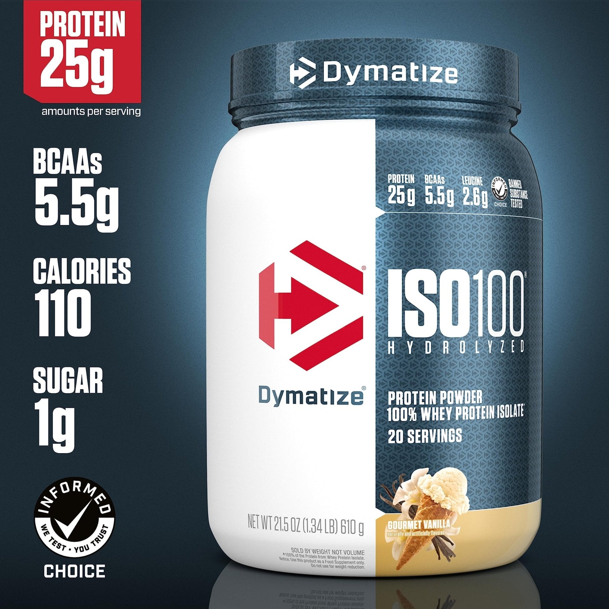 Dymatize ISO100 Hydrolyzed Protein Powder, 100% Whey Isolate , 25g of Protein, 5.5g - Maple Wellness Supplements