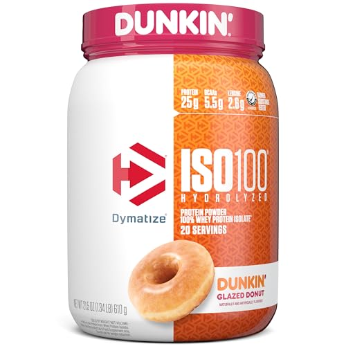 Dymatize ISO100 Hydrolyzed Protein Powder, 100% Whey Isolate, Dunkin' Glazed Donut - Maple Wellness Supplements