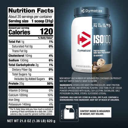 Dymatize ISO100 Hydrolyzed Protein Powder, 100% Whey Isolate Protein, 25g of Protein - Maple Wellness Supplements