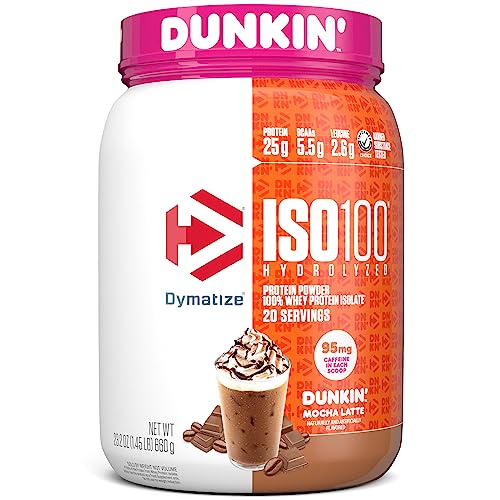 Dymatize ISO100 Hydrolyzed Protein Powder in Dunkin' Mocha Latte Flavor, 100% Whey - Maple Wellness Supplements