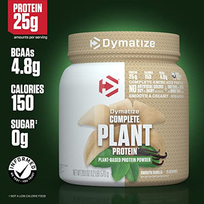 Dymatize Vegan Plant Protein, Smooth Vanilla, 25g Protein, 4.8g BCAAs, Complete - Maple Wellness Supplements