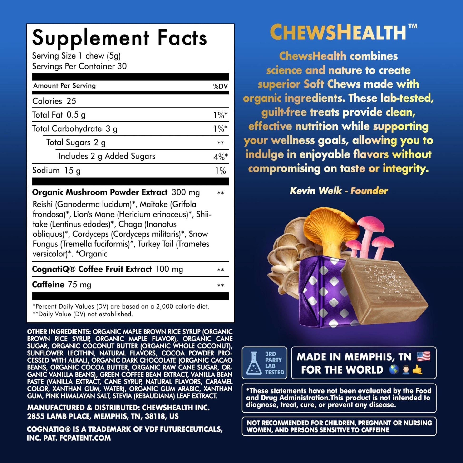 DynaMind iQ Brain Supplement for Memory and Focus for Adults - Nootropic Chews | Coffee Fruit & Mushroom Supplement Blend, Memory Focus Supplement, Caffeine Focus Pills Alternative, 30 Count - Maple Wellness Supplements