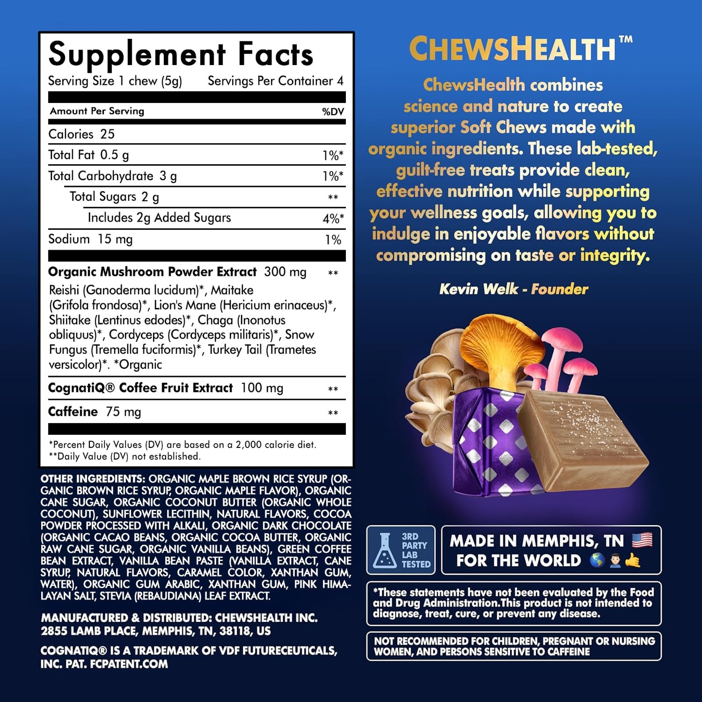 DynaMind iQ Brain Supplement for Memory and Focus for Adults - Nootropic Chews | Coffee Fruit & Mushroom Supplement Blend, Memory Focus Supplement, Caffeine Focus Pills Alternative, 4 Count - Maple Wellness Supplements