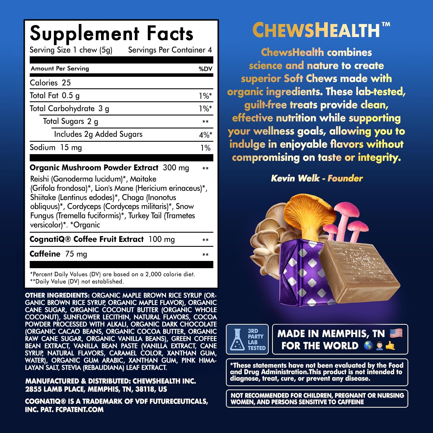DynaMind iQ Brain Supplement for Memory and Focus for Adults - Nootropic Chews | Coffee Fruit & Mushroom Supplement Blend, Memory Focus Supplement, Caffeine Focus Pills Alternative, 4 Count - Maple Wellness Supplements