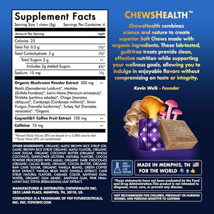 DynaMind iQ Brain Supplement for Memory and Focus for Adults - Nootropic Chews | Coffee Fruit & Mushroom Supplement Blend, Memory Focus Supplement, Caffeine Focus Pills Alternative, 4 Count - Maple Wellness Supplements