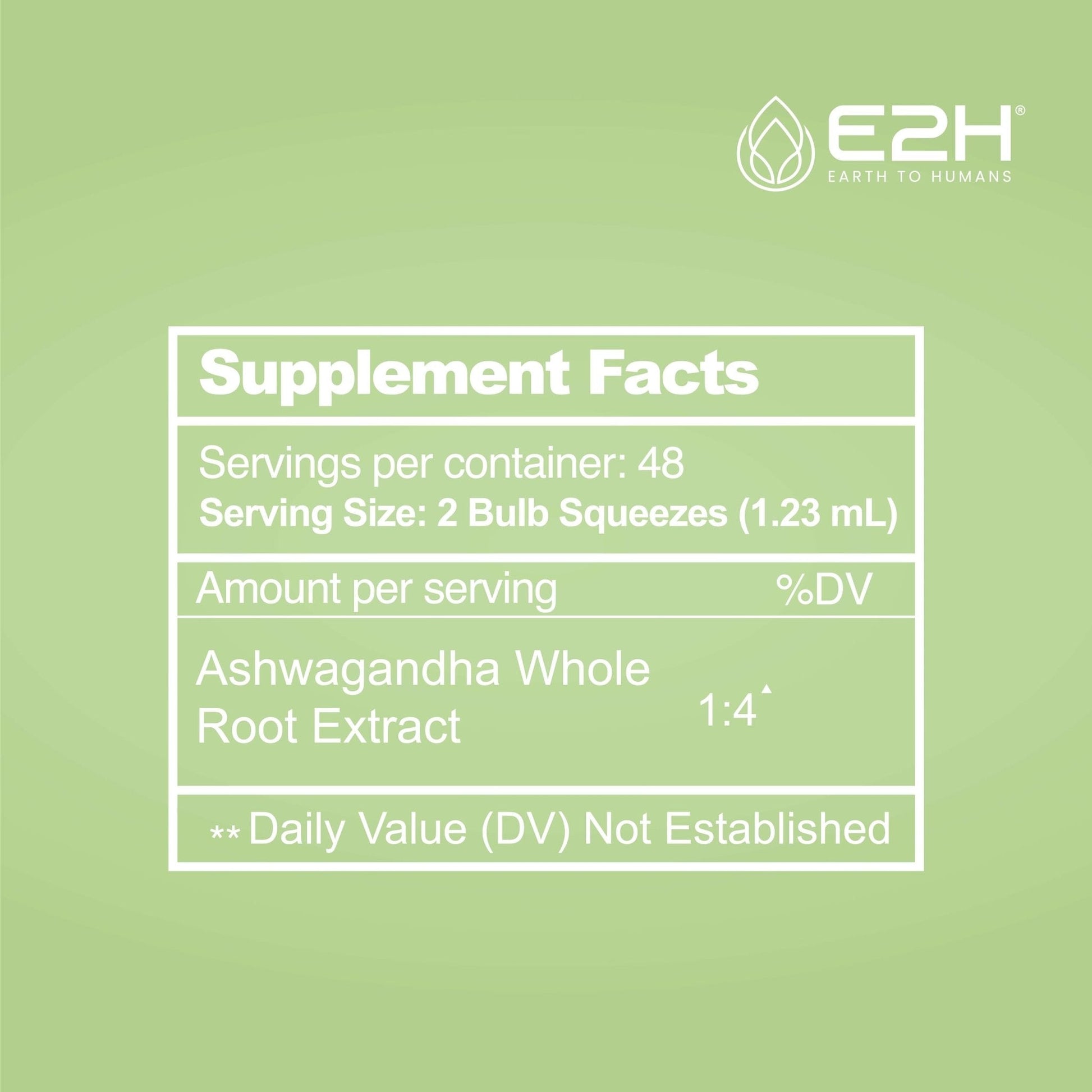 E2H Ashwagandha Liquid Drops - All-Natural Ashwagandha Supplement for Stress Relief and Mood Enhancer- Organic Ashwagandha Root Extract Effective Cortisol Manager | Non-GMO, Vegan | 2 Fl Oz - Maple Wellness Supplements