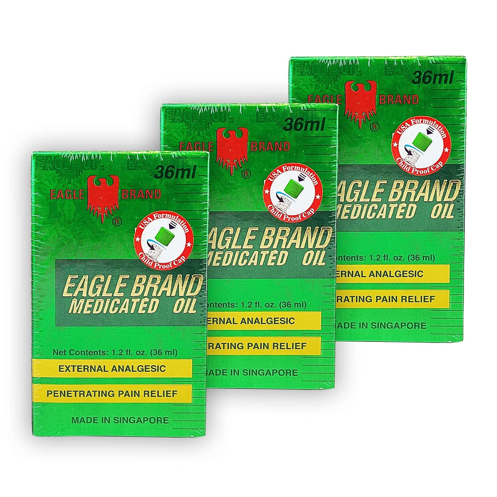 Eagle Brand Medicated Green Oil 36mL 1.2 fl oz Large Pack of 3 - Maple Wellness Supplements